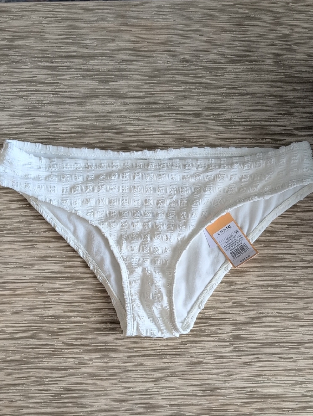 NWT Kona Sol White Textured Bikini Bottoms Large
